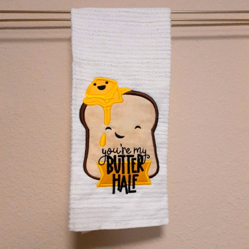 Appliqued Towel You're My Butter Half Punny Towel